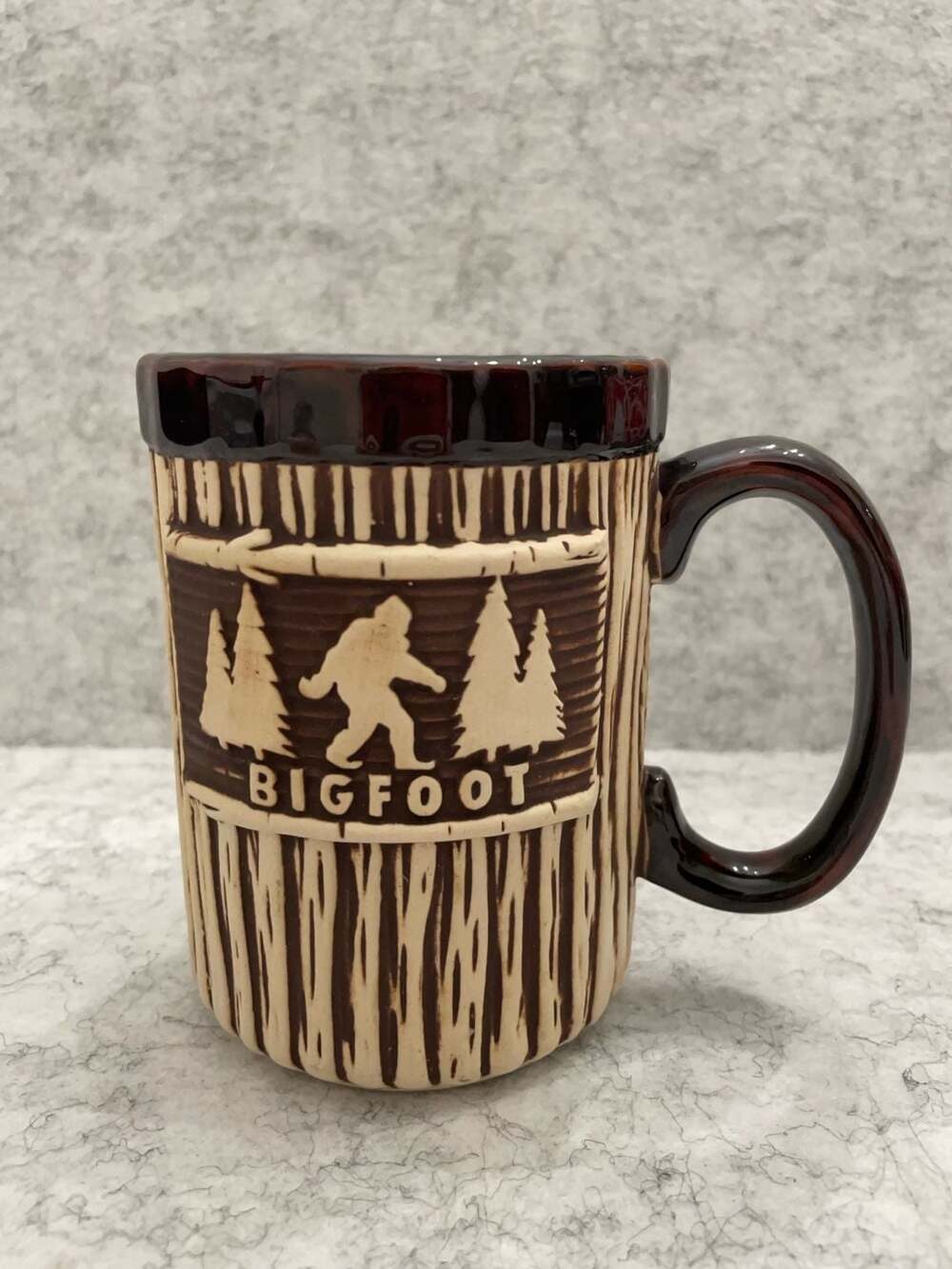 Silverwood Bigfoot Souvenir Ceramic Mug with Faux Wood Texture
